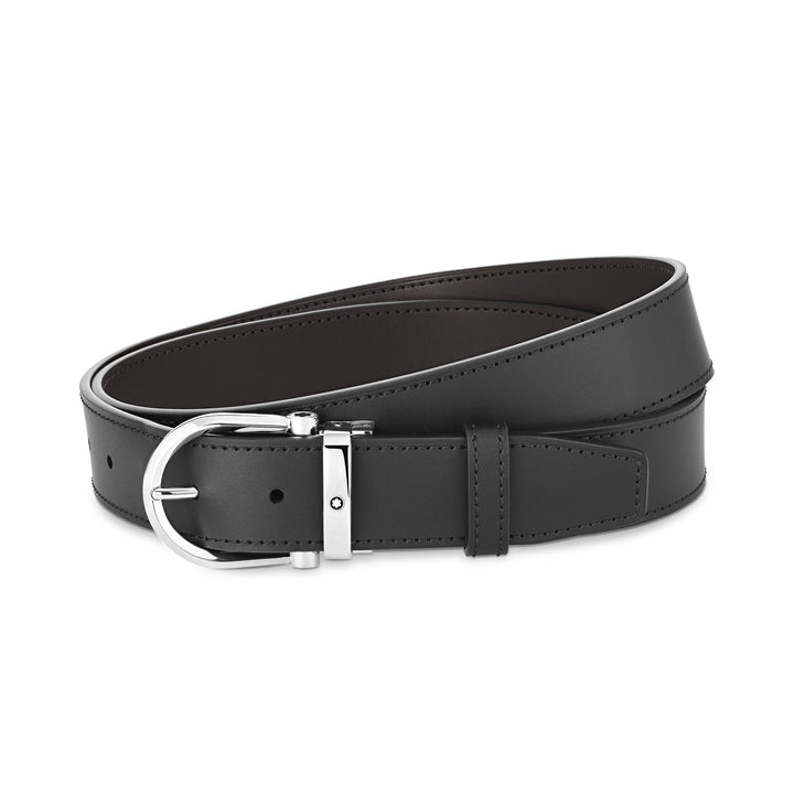 Montblanc Horseshoe buckle black/brown 35 mm reversible leather belt MB128783