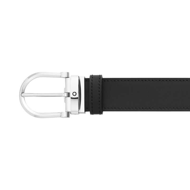 Montblanc Horseshoe buckle black/brown 35 mm reversible leather belt MB128783