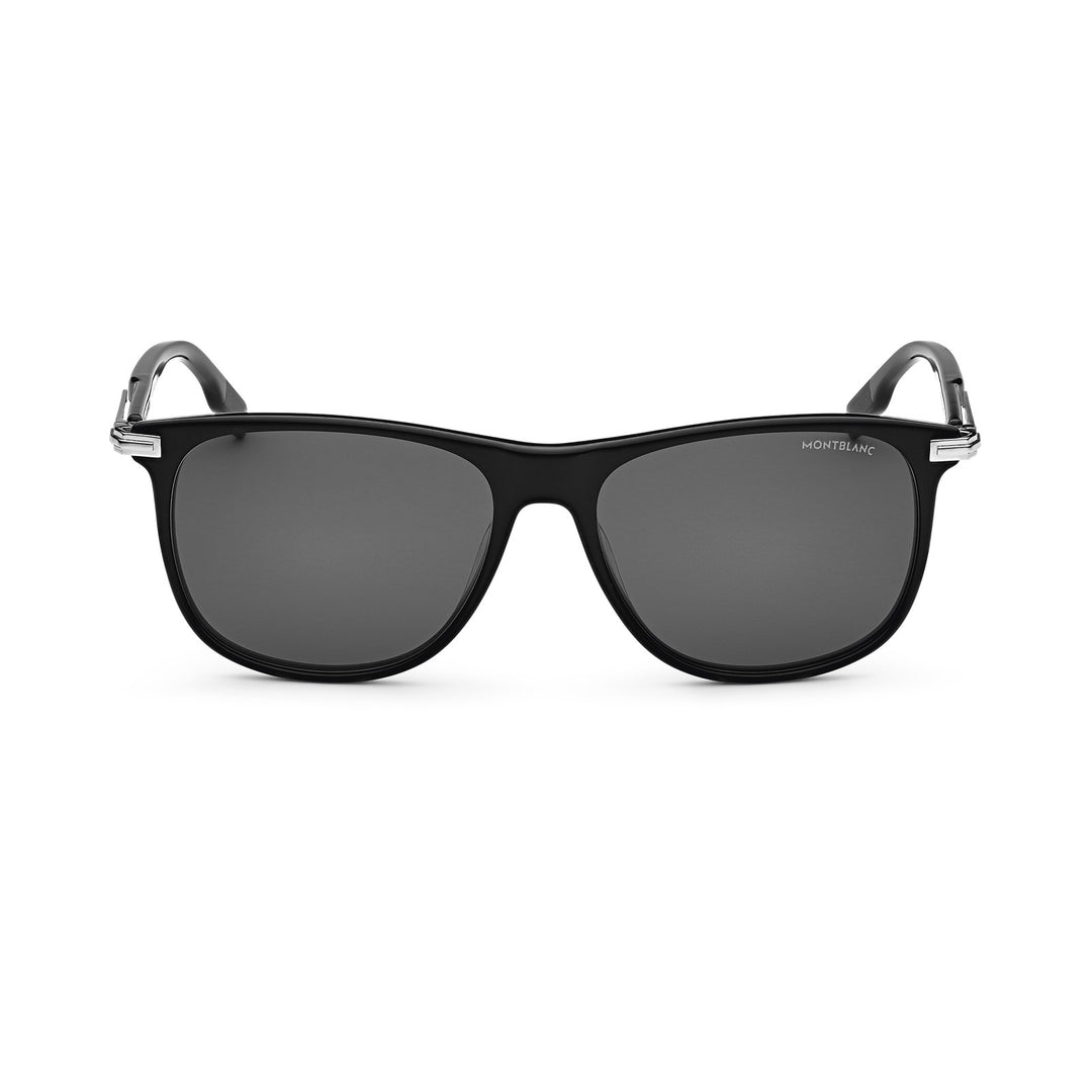 Montblanc Rectangular Sunglasses with Black-Colored Acetate Frame MB129804