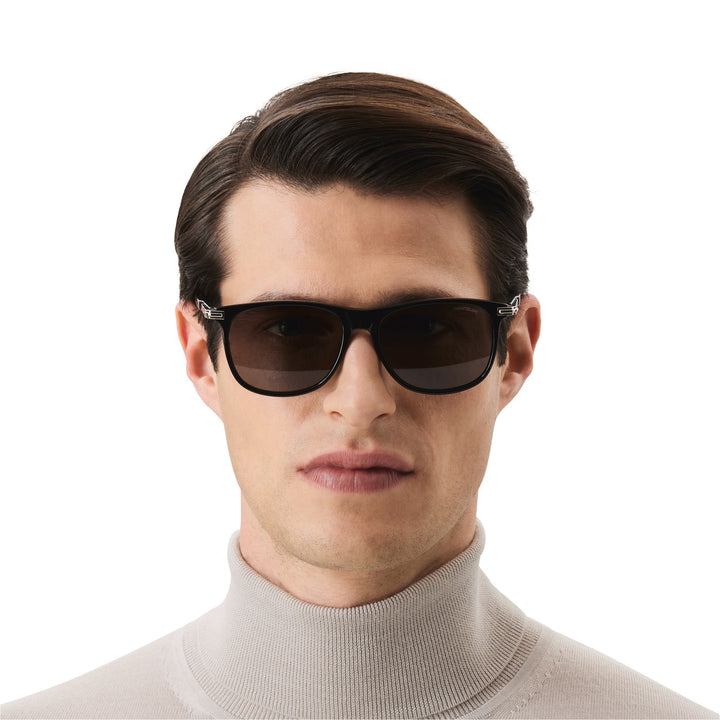 Montblanc Rectangular Sunglasses with Black-Colored Acetate Frame MB129804