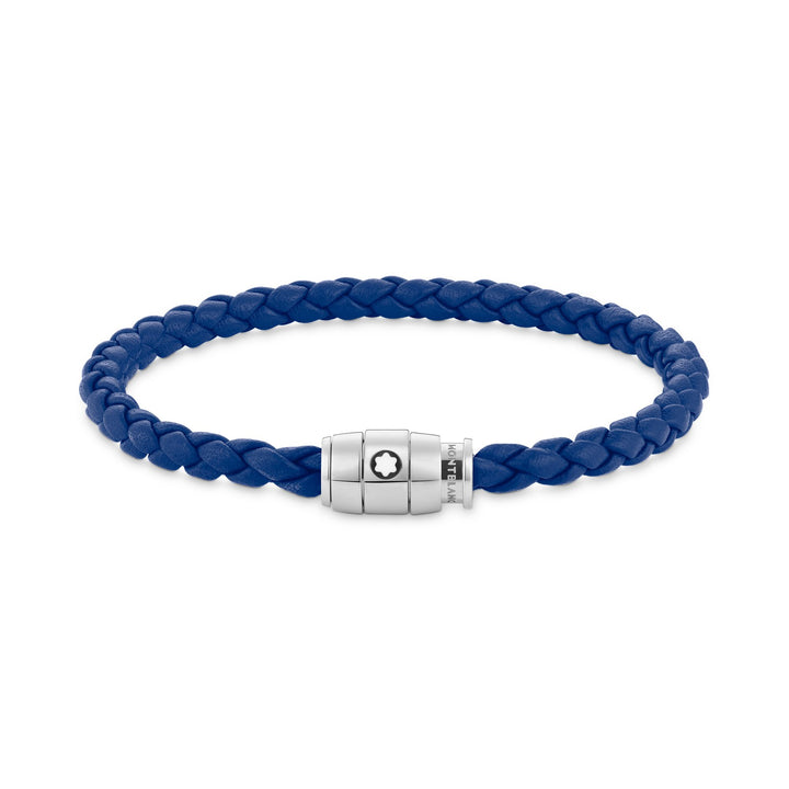 Montblanc Bracelet Steel 3 rings closing and Blue leather MB130898