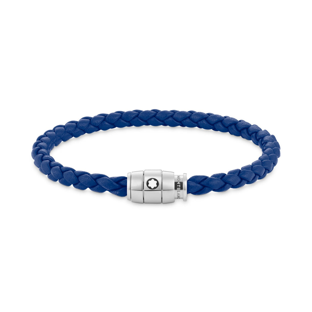 Montblanc Bracelet Steel 3 rings closing and Blue leather MB130899