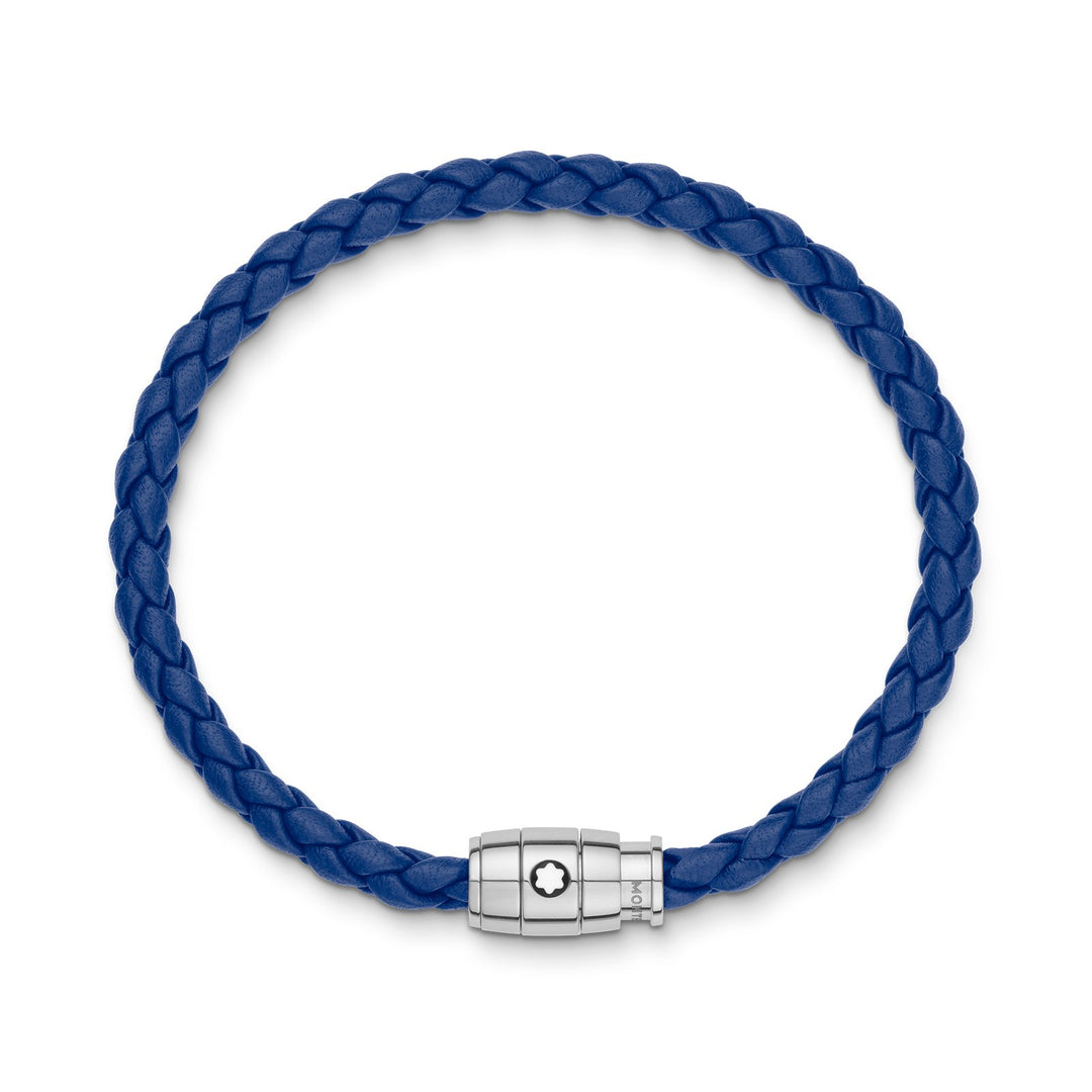 Montblanc Bracelet Steel 3 rings closing and Blue leather MB130899