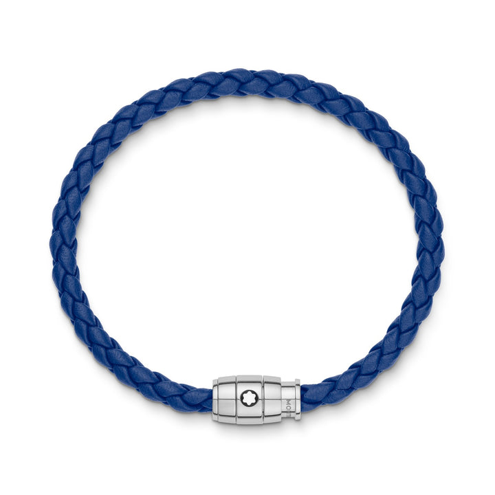 Montblanc Bracelet Steel 3 rings closing and Blue leather MB130900