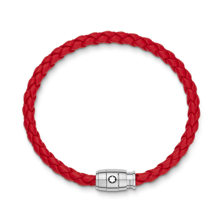 Montblanc Bracelet Steel 3 rings closing and Red leather MB130902