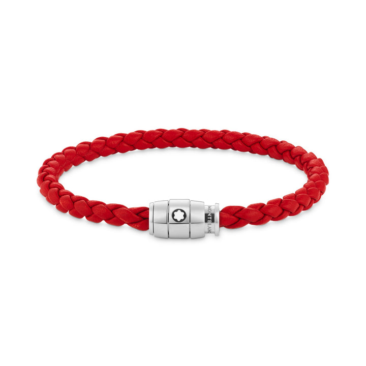Montblanc Bracelet Steel 3 rings closing and Red leather MB130903