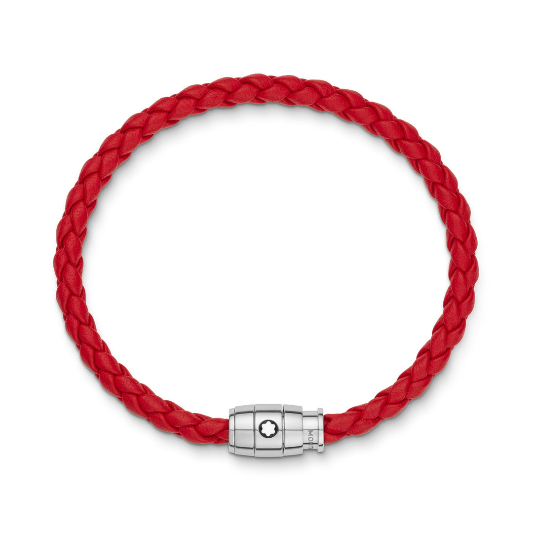 Montblanc Bracelet Steel 3 rings closing and Red leather MB130903