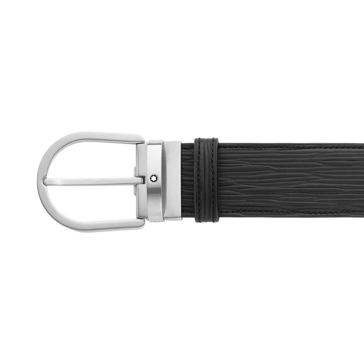 Montblanc Horseshoe Buckle Printed Black 40 mm Leather Belt MB131172