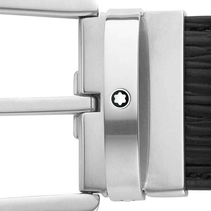 Montblanc Horseshoe Buckle Printed Black 40 mm Leather Belt MB131172