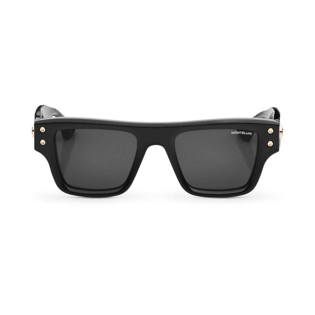 Montblanc Rectangular Sunglasses with Black Coloured Acetate Frame MB131226