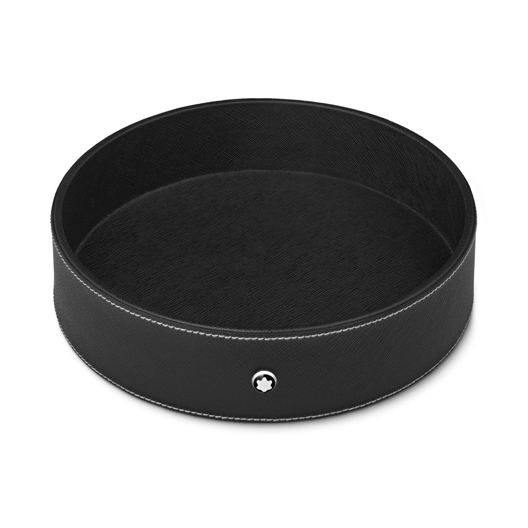 Montblanc Round desk tray in black leather (Large) MB133160