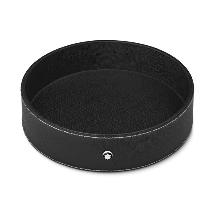 Montblanc Round desk tray in black leather (Large) MB133160