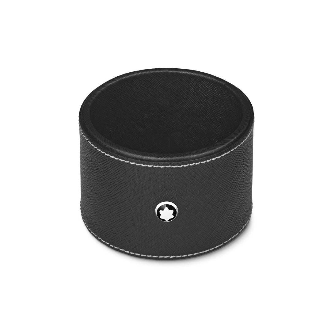 Montblanc Round desk tray in black leather (Medium) MB133161