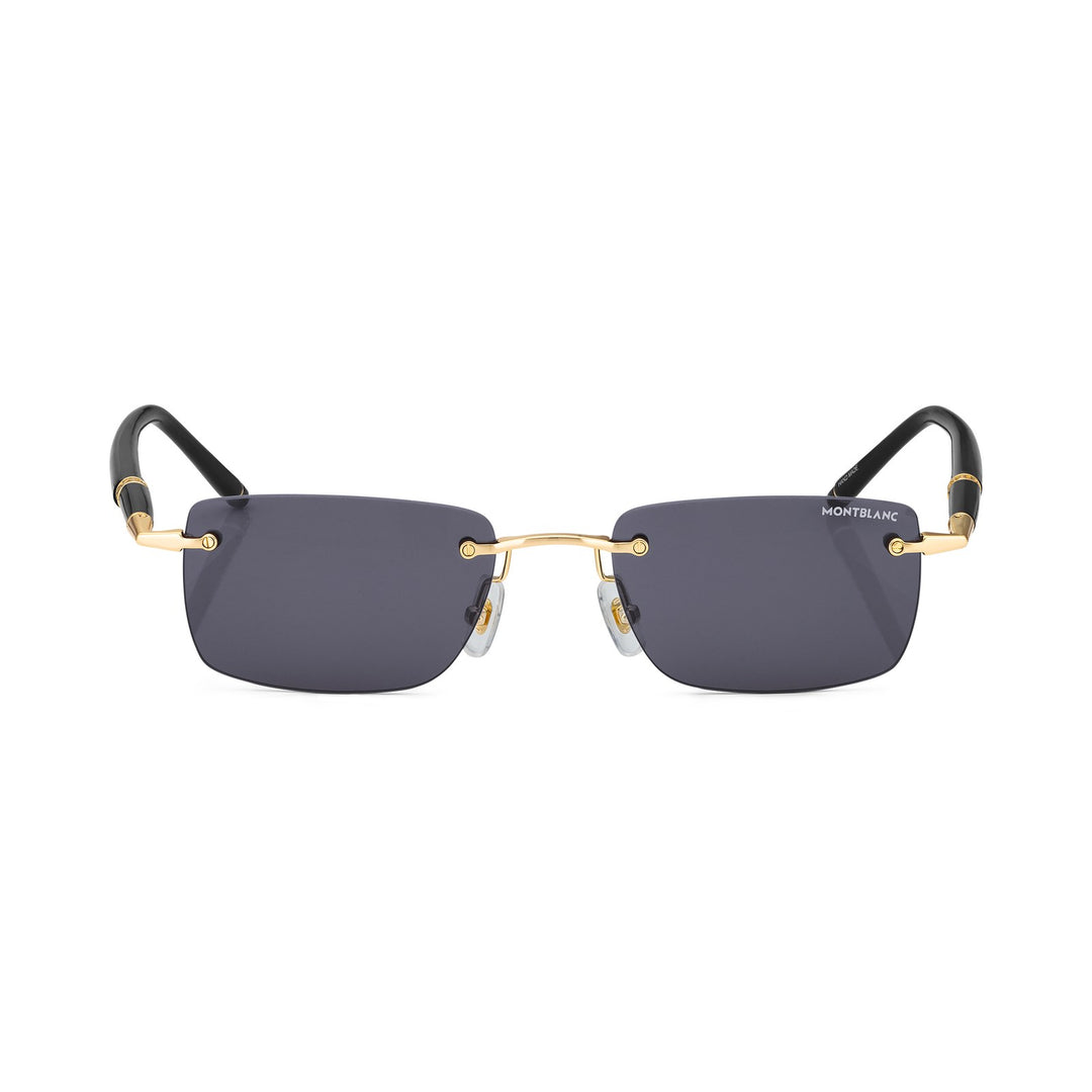 Montblanc Rectangular Sunglasses with Gold-Colored Metal Frame MB133465