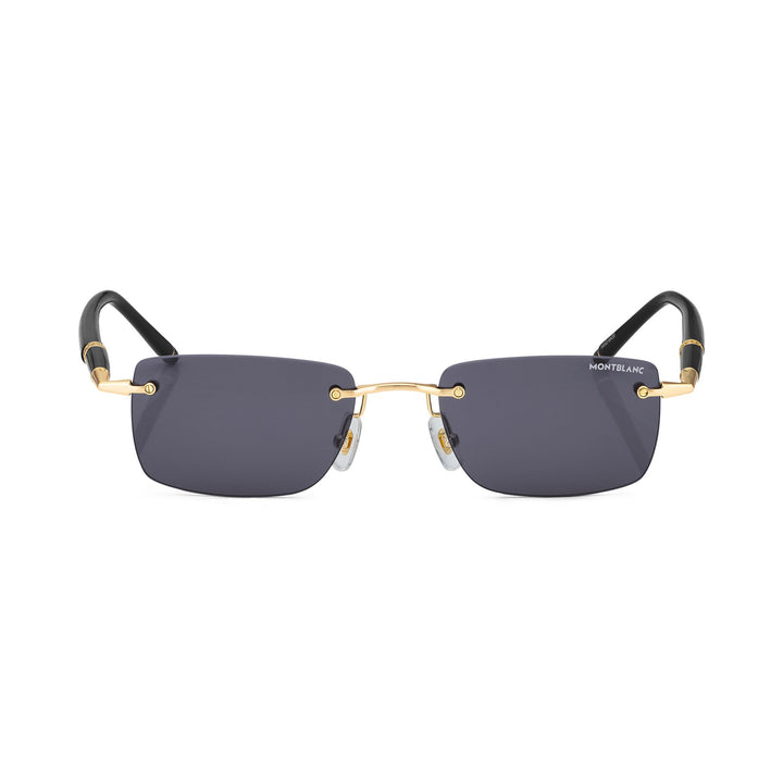Montblanc Rectangular Sunglasses with Gold-Colored Metal Frame MB133465