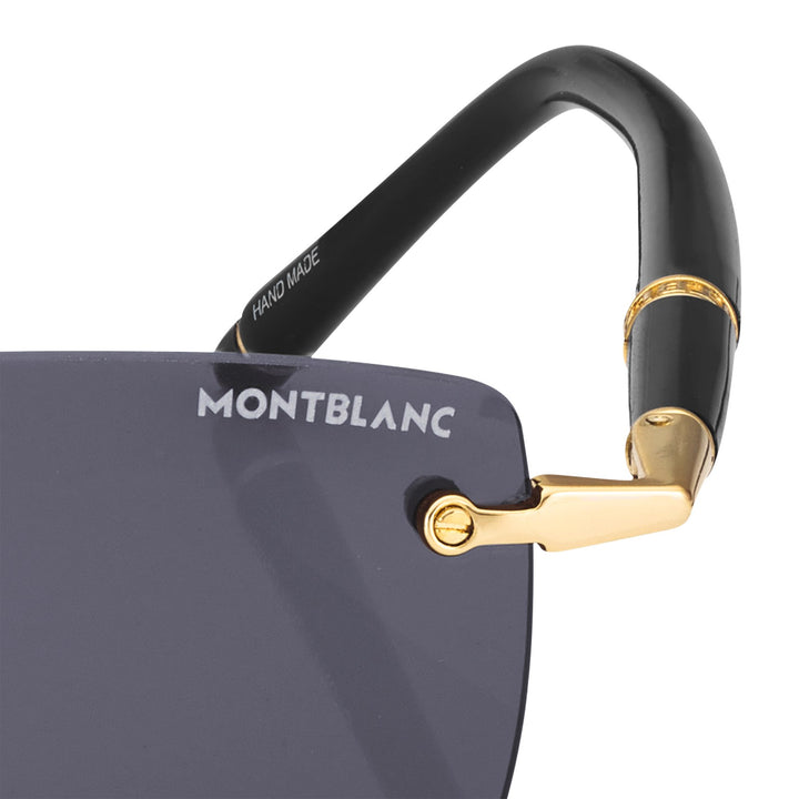 Montblanc Rectangular Sunglasses with Gold-Colored Metal Frame MB133465