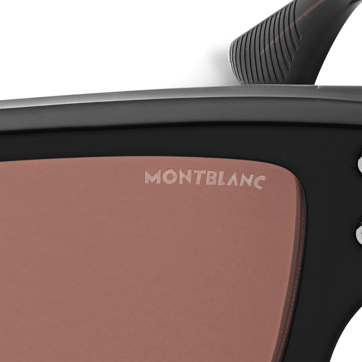 Montblanc Rectangular Sunglasses with Black Acetate Frame MB134415