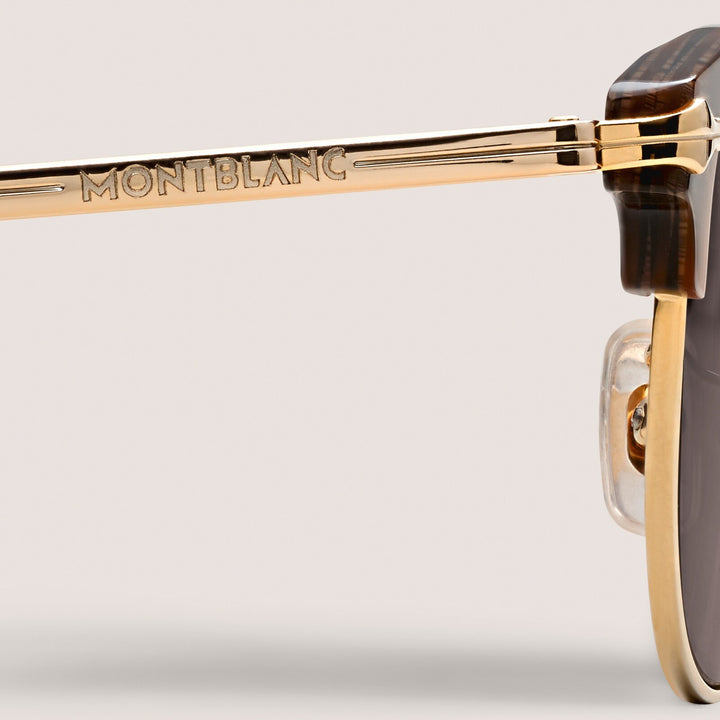 Montblanc Rectangular Sunglasses Gold Coloured Metal Frame MB134462