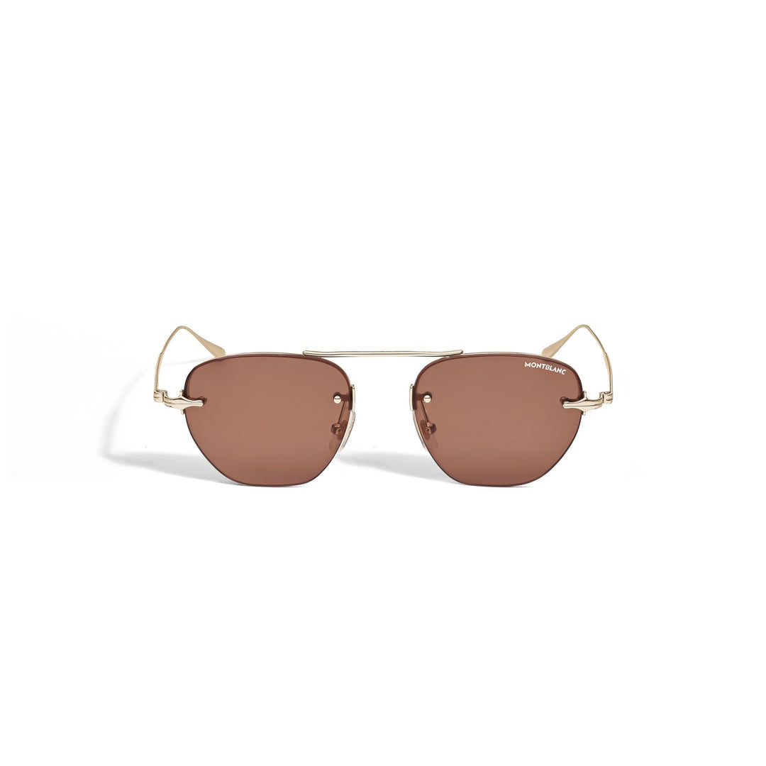 Montblanc Oval Sunglasses with Gold Coloured Metal Frame MB135570