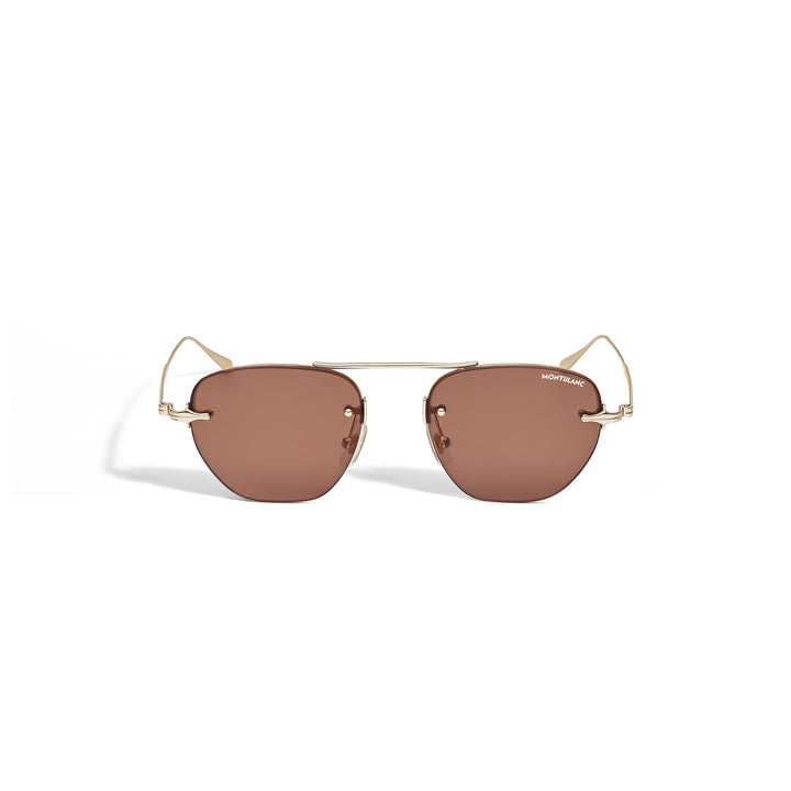 Montblanc Oval Sunglasses with Gold Coloured Metal Frame MB135570