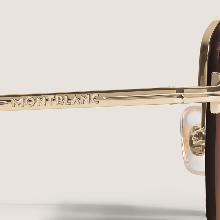 Montblanc Oval Sunglasses with Gold Coloured Metal Frame MB135570