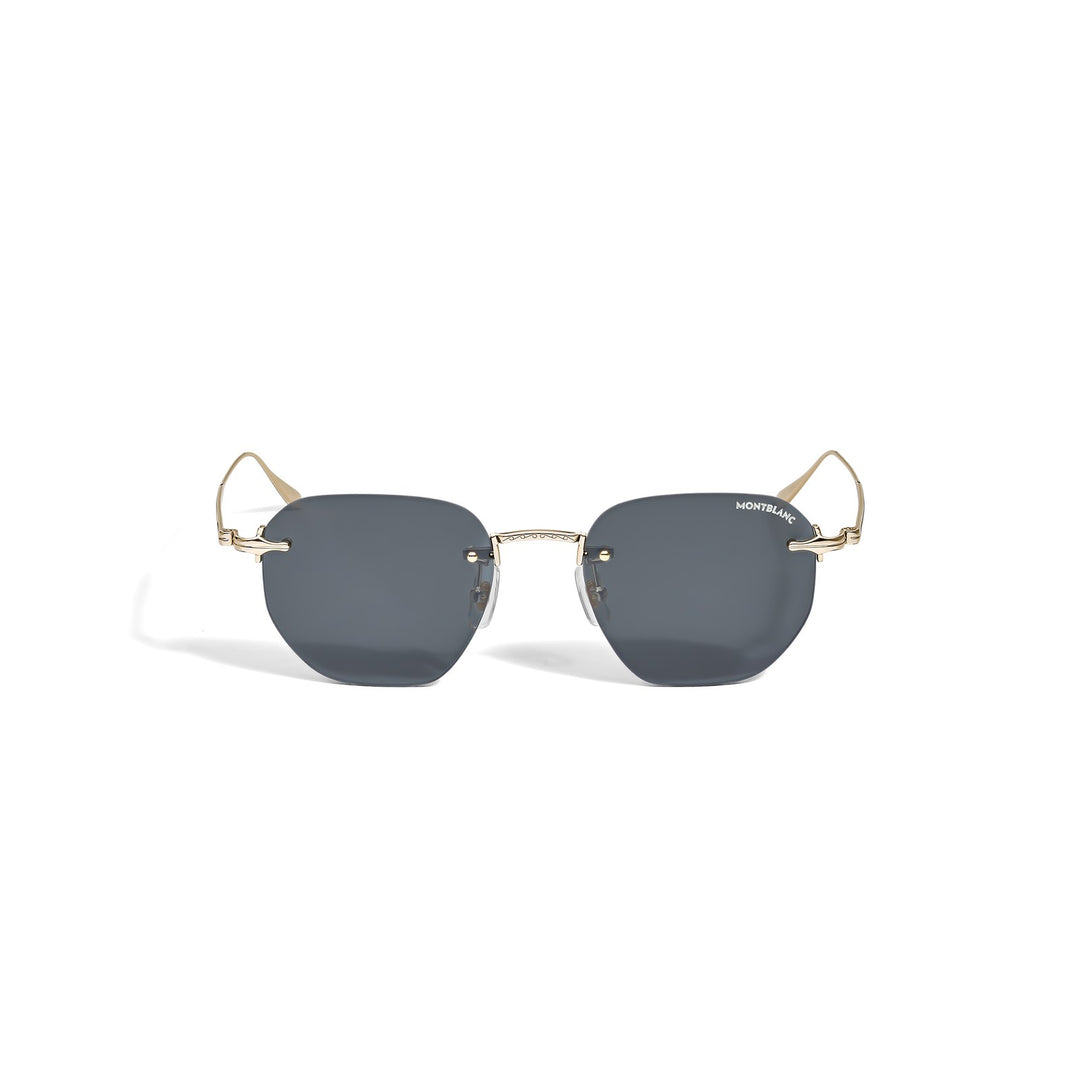 Montblanc Round Sunglasses with Gold Coloured Metal Frame MB135572