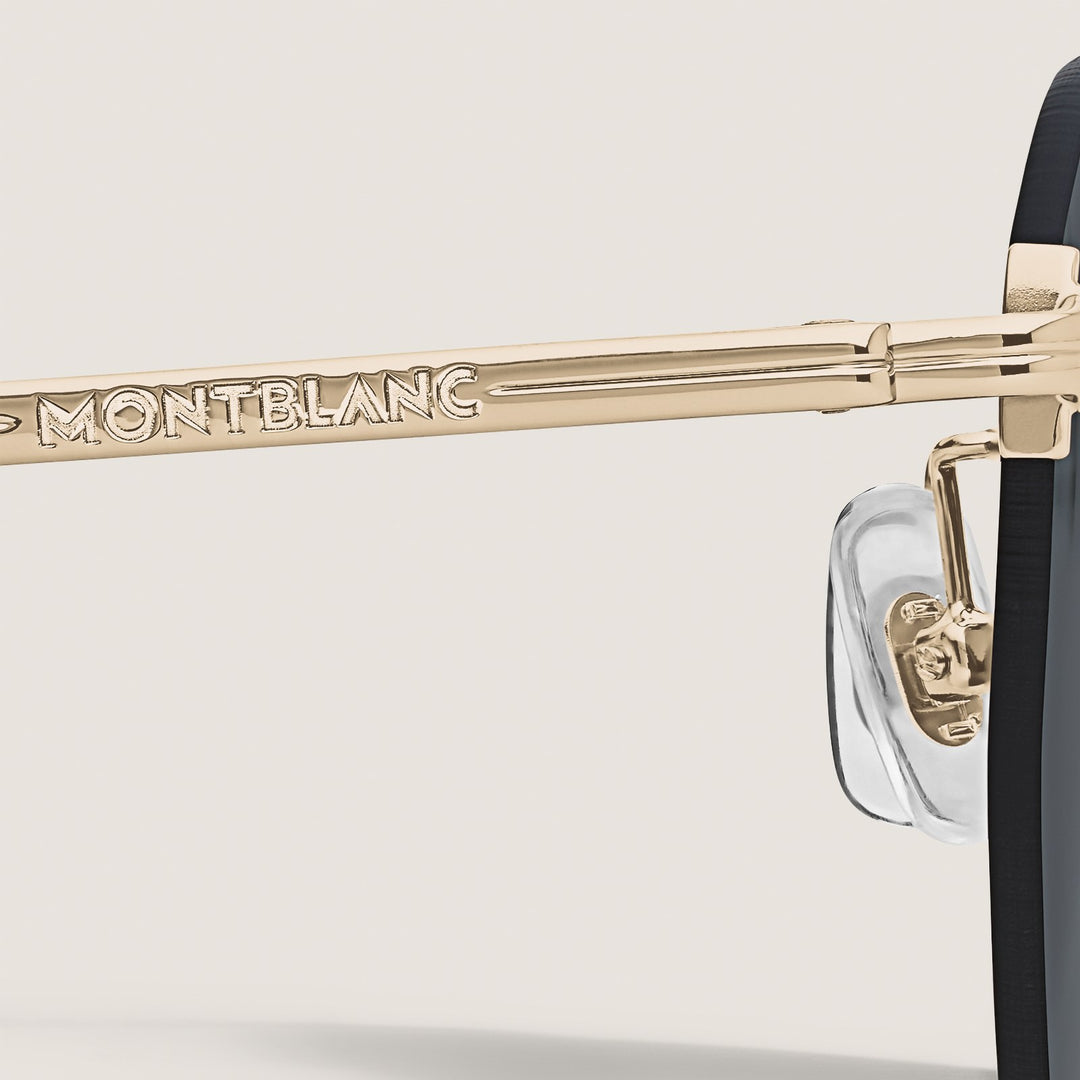Montblanc Round Sunglasses with Gold Coloured Metal Frame MB135572