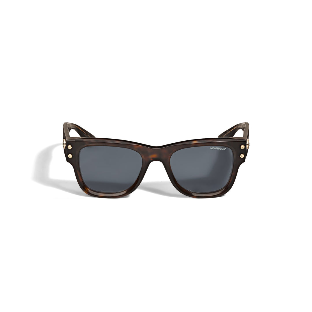Montblanc Squared Sunglasses with Havana Coloured Acetate Frame MB135576