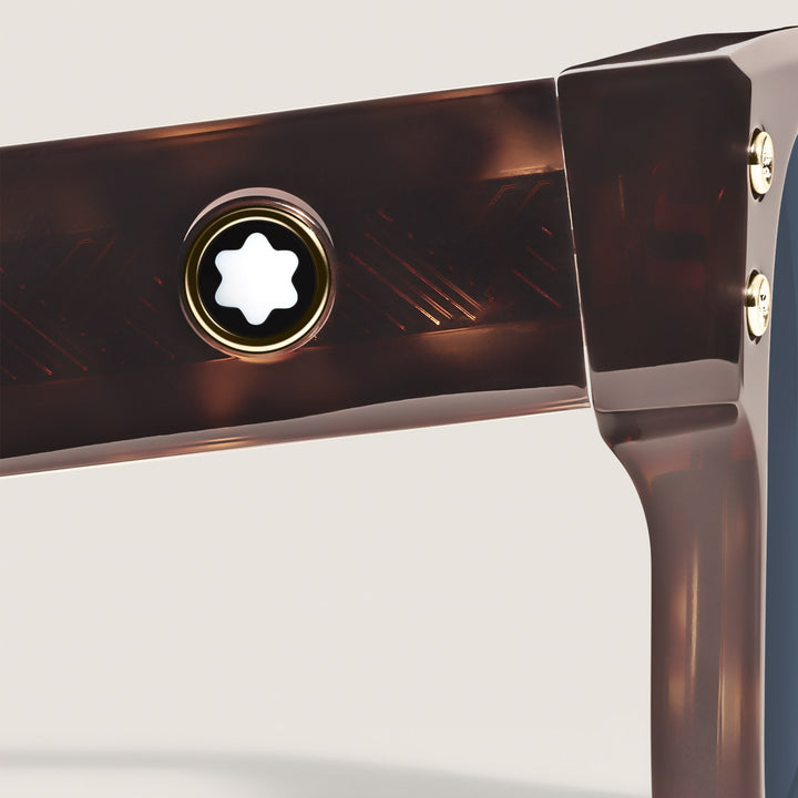 Montblanc Squared Sunglasses with Havana Coloured Acetate Frame MB135576