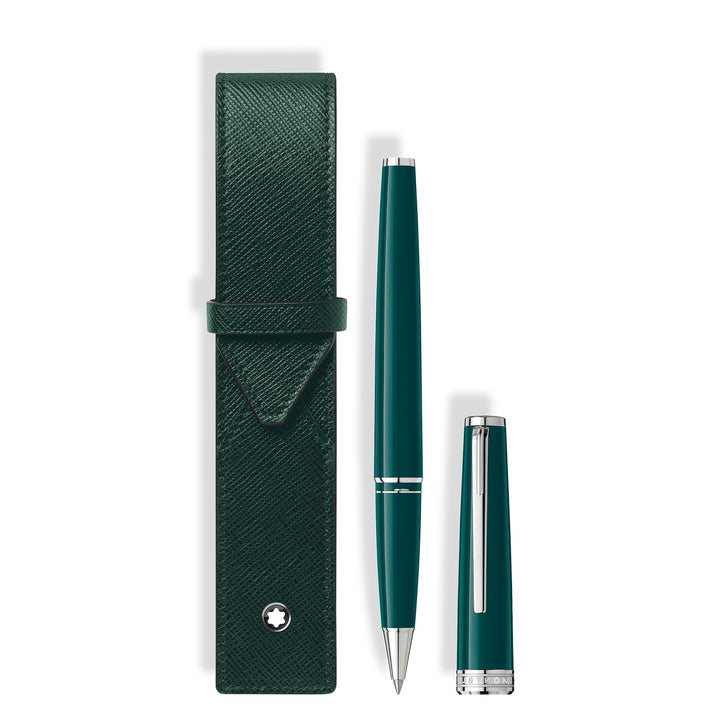 Montblanc Set with PIX Deep Green Rollerball &amp; Montblanc Envelope 1-Pen Pouch MB135693