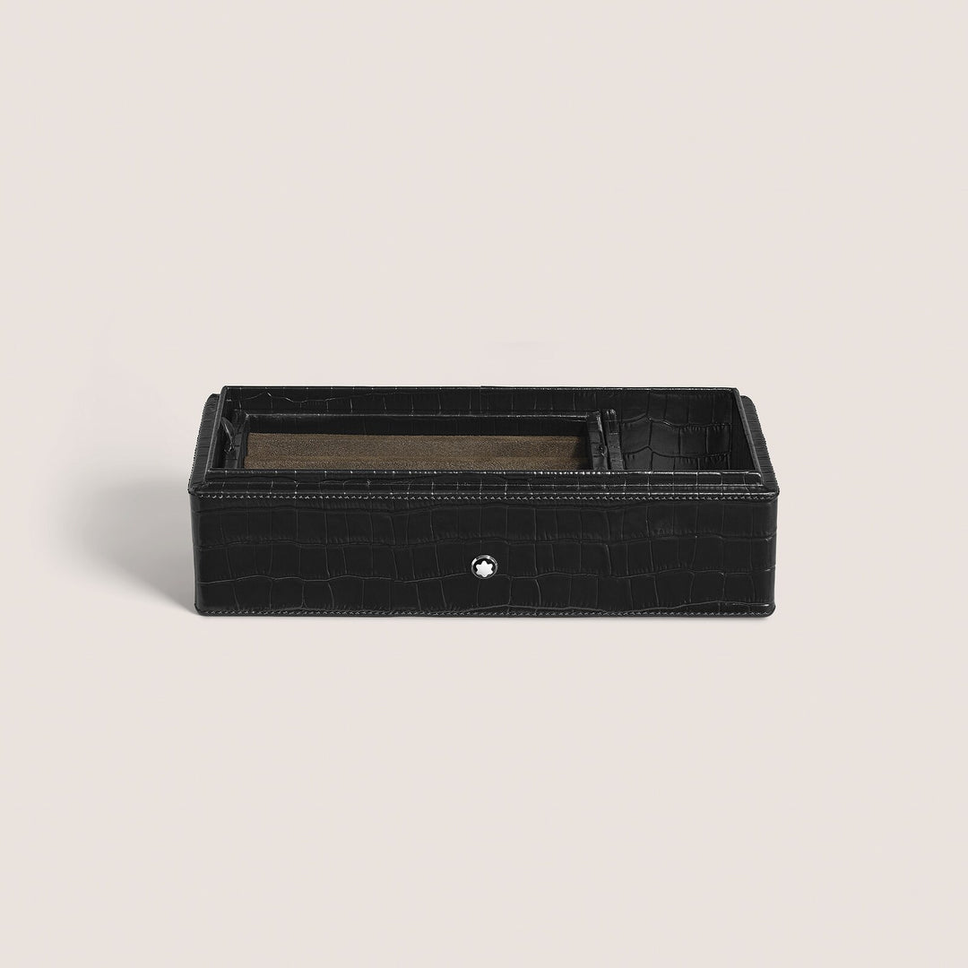Montblanc Pen Box, Croco-Embossed Leather, Black MB135988