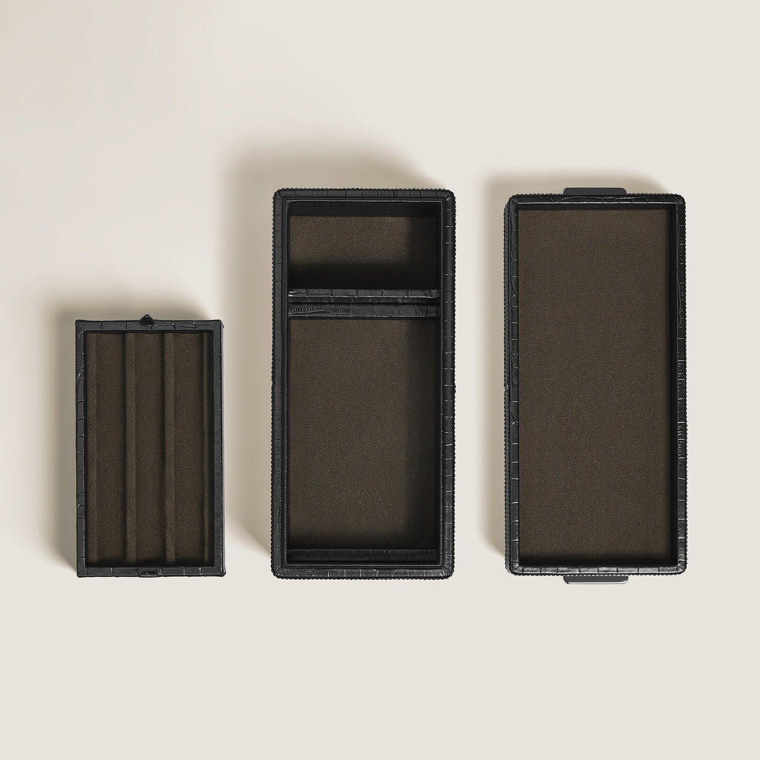 Montblanc Pen Box, Croco-Embossed Leather, Black MB135988