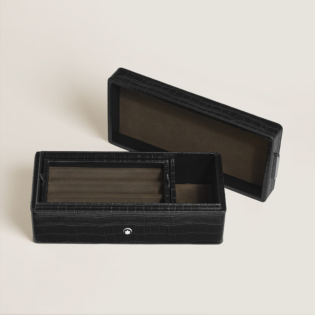 Montblanc Pen Box, Croco-Embossed Leather, Black MB135988