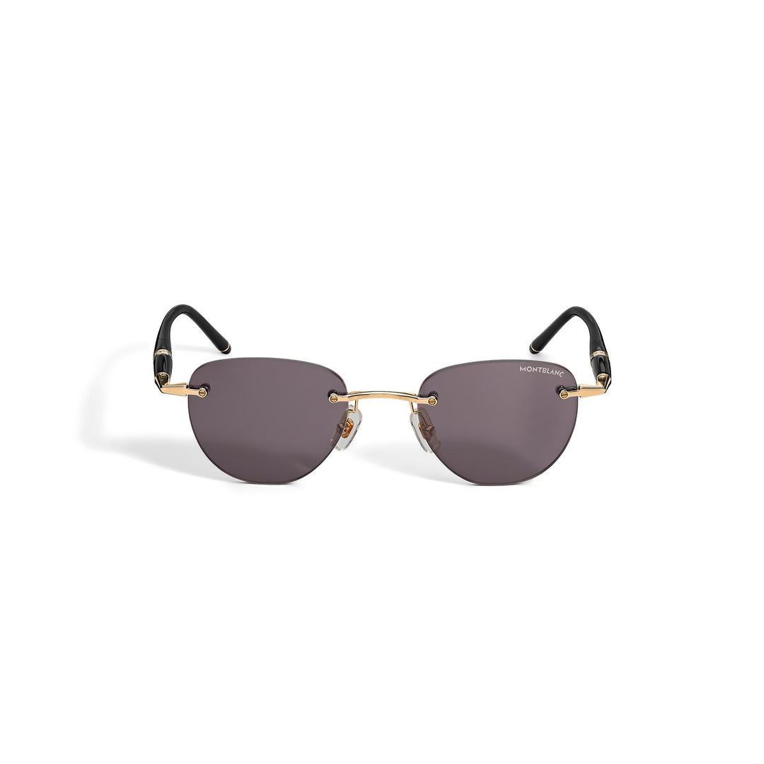 Montblanc Round Sunglasses with Gold Coloured Metal Frame MB136910