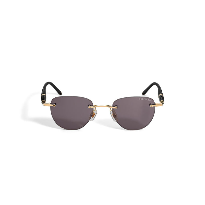 Montblanc Round Sunglasses with Gold Coloured Metal Frame MB136910
