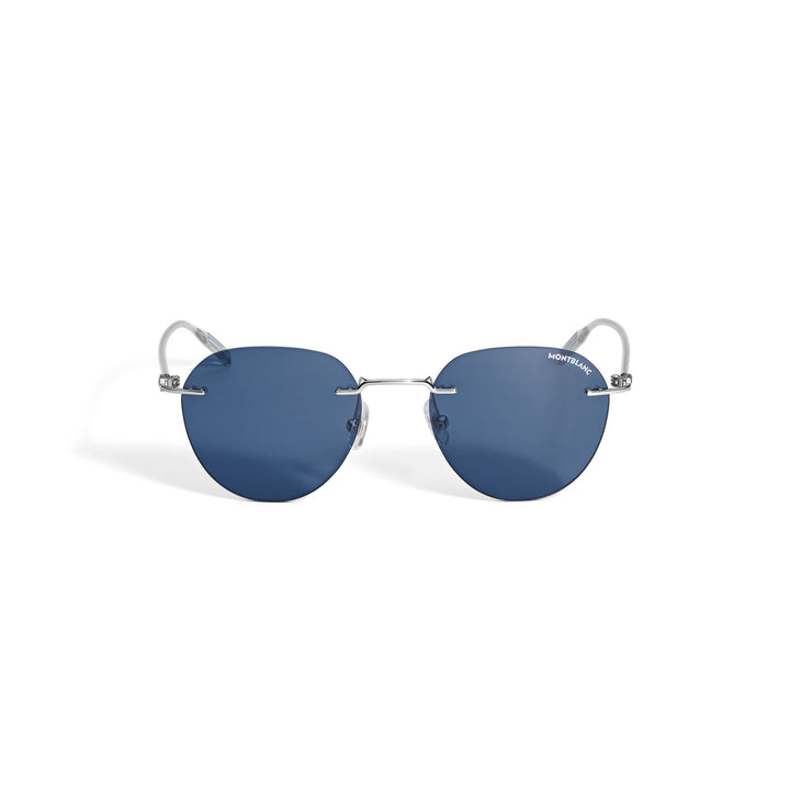 Montblanc Round Sunglasses with Silver Col Metal Frame MB136913