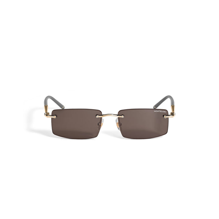 Montblanc Rectangular Sunglasses with Gold Col Metal Frame MB136916