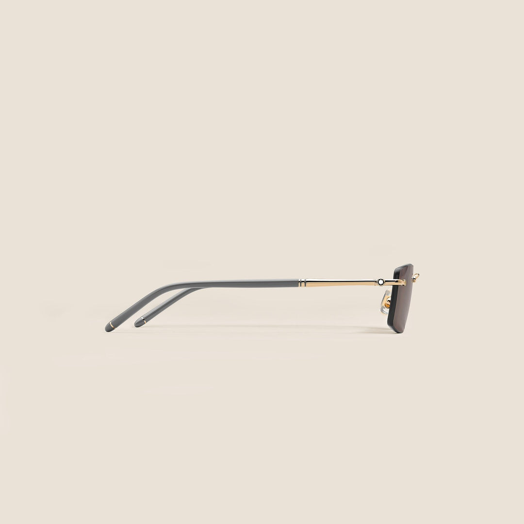 Montblanc Rectangular Sunglasses with Gold Col Metal Frame MB136916