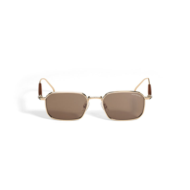 Montblanc Rectangular Sunglasses with Gold Col Metal Frame MB136918