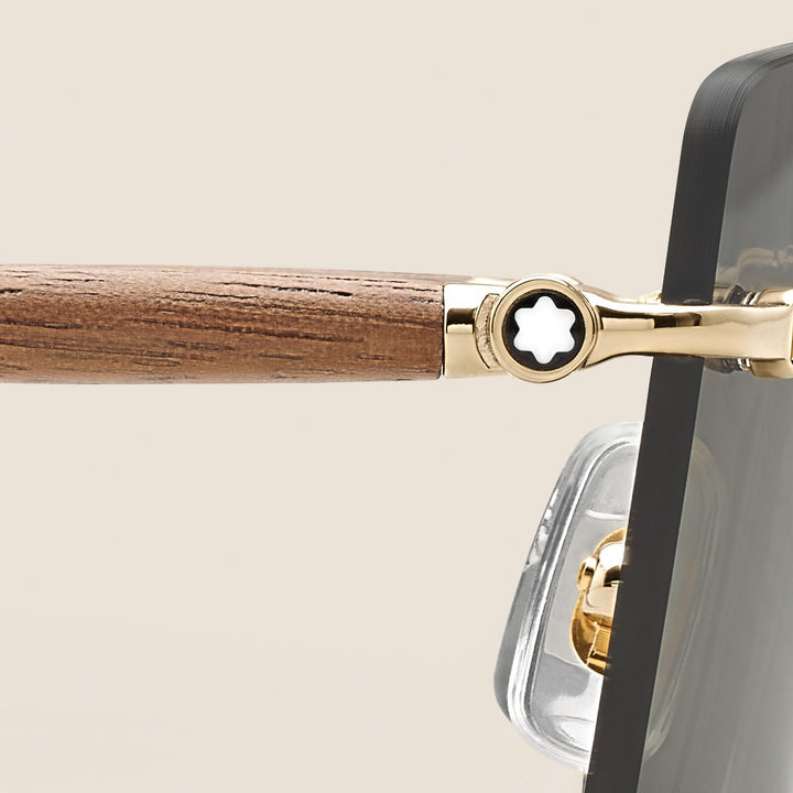 Montblanc Squared Sunglasses with Gold Col Metal Frame MB136919