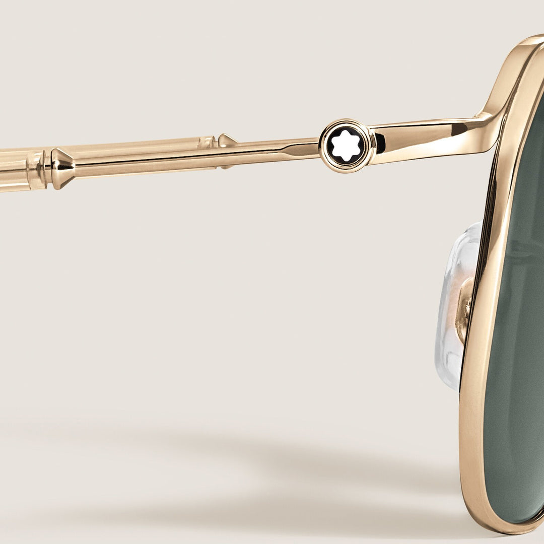 Montblanc Squared Sunglasses with Gold-Colored Metal Frame MB137180
