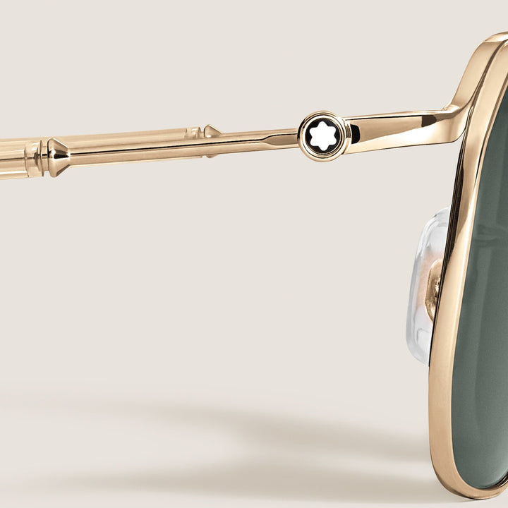 Montblanc Squared Sunglasses with Gold-Colored Metal Frame MB137180