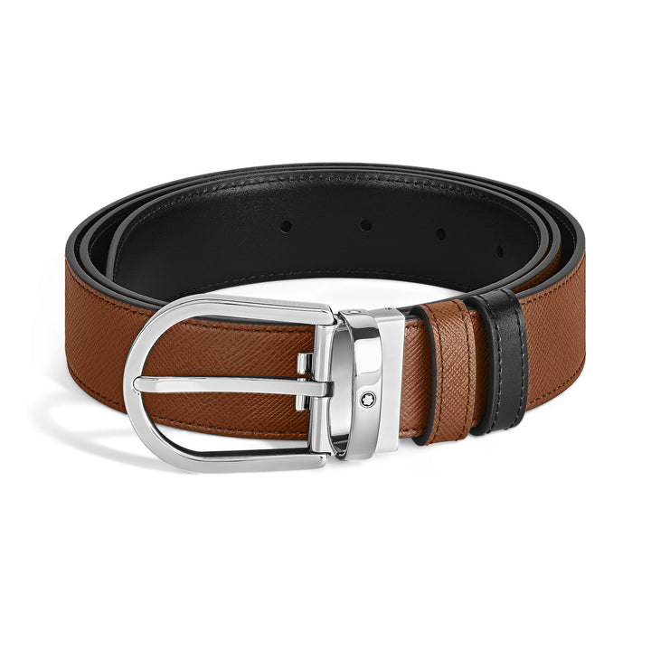 Montblanc Horseshoe 35 mm Reversible Belt in Sartorial Leather MB198411