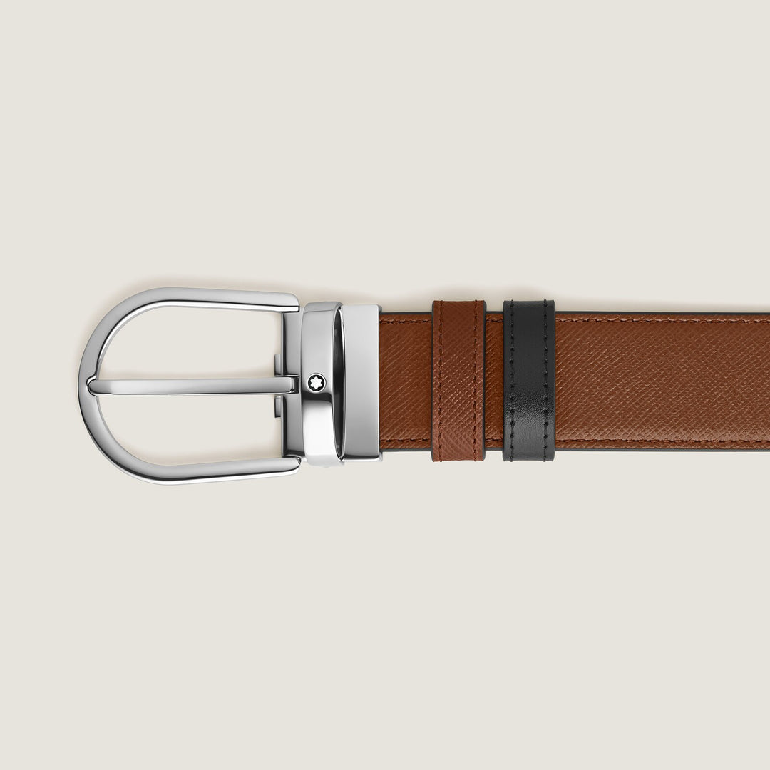 Montblanc Horseshoe 35 mm Reversible Belt in Sartorial Leather MB198411