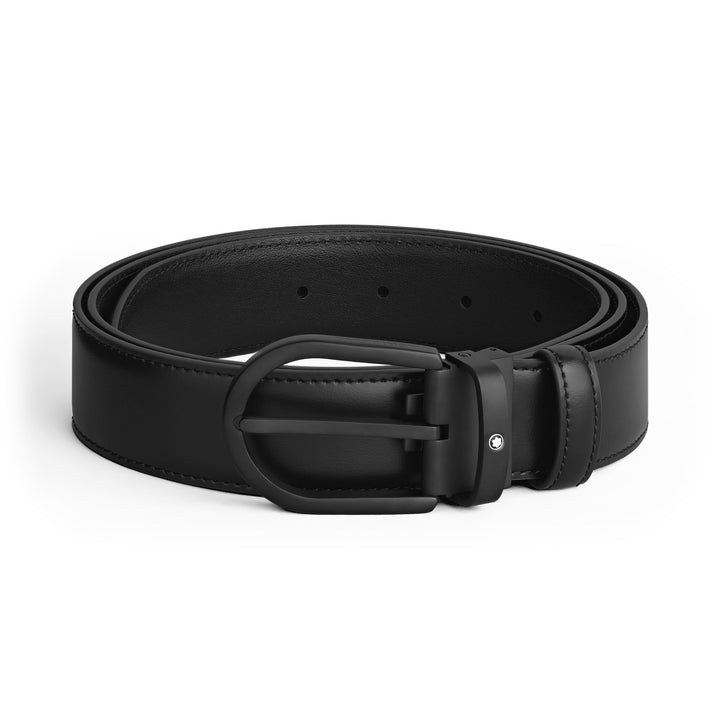 Montblanc Horseshoe Buckle Black 35 mm Leather Belt MB199650