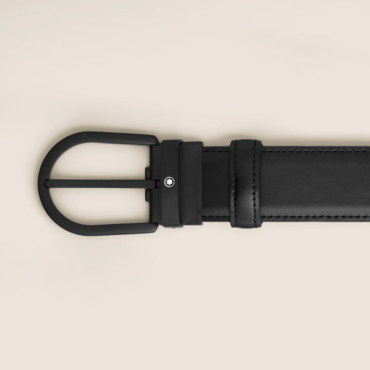 Montblanc Horseshoe Buckle Black 35 mm Leather Belt MB199650