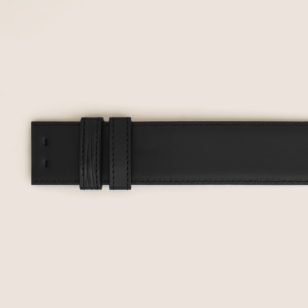 Montblanc Black Bark-Print/Plain 35 mm Reversible Leather Belt MB199677