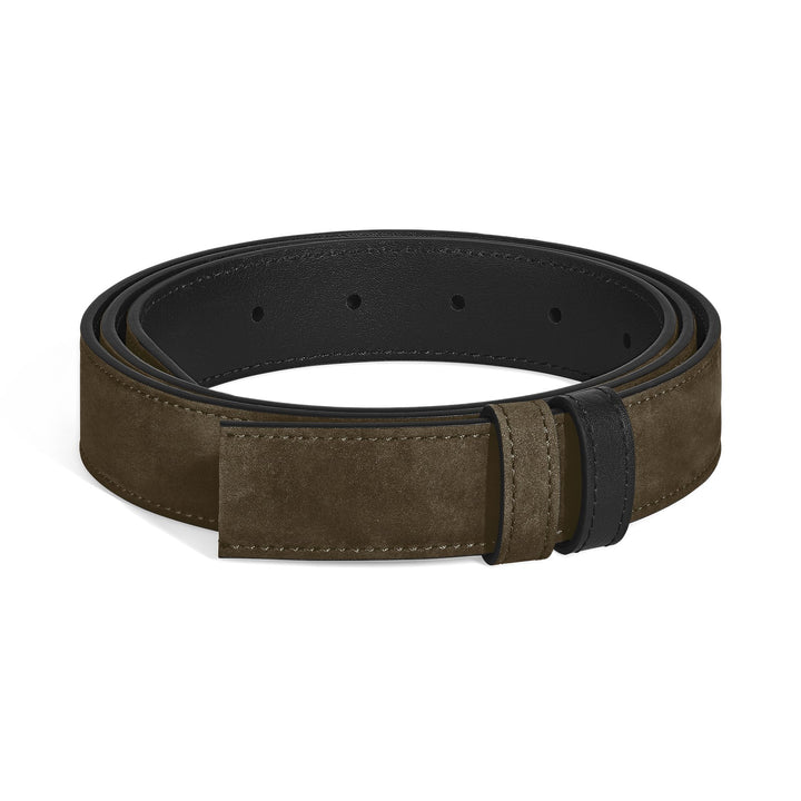 Montblanc Khaki suede/black soft 30mm reversible leather strap MB220560
