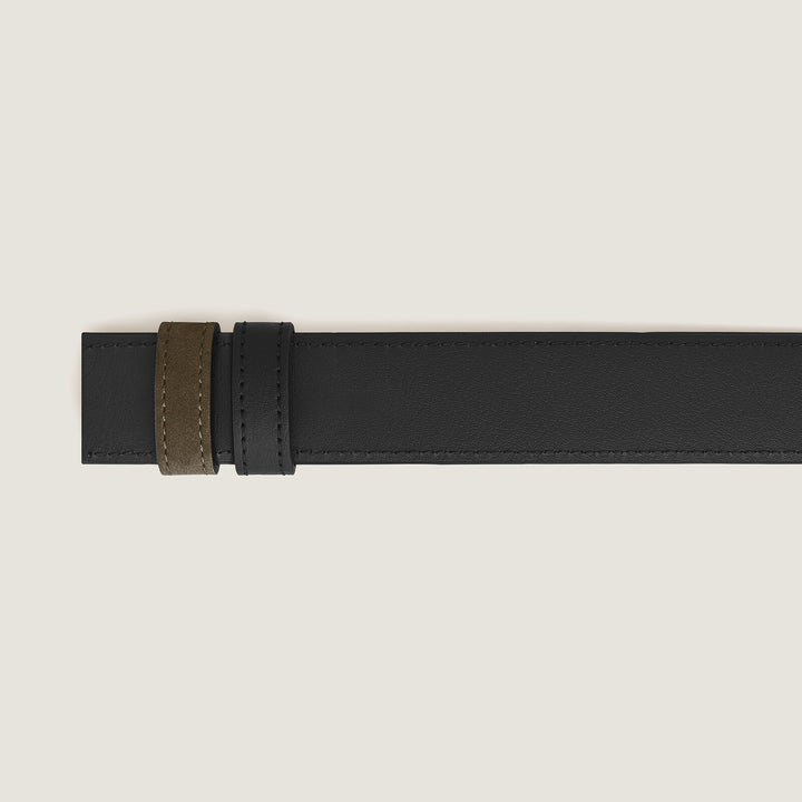 Montblanc Khaki suede/black soft 30mm reversible leather strap MB220560