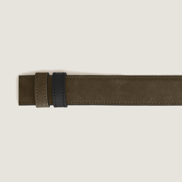 Montblanc Khaki suede/black soft 30mm reversible leather strap MB220560